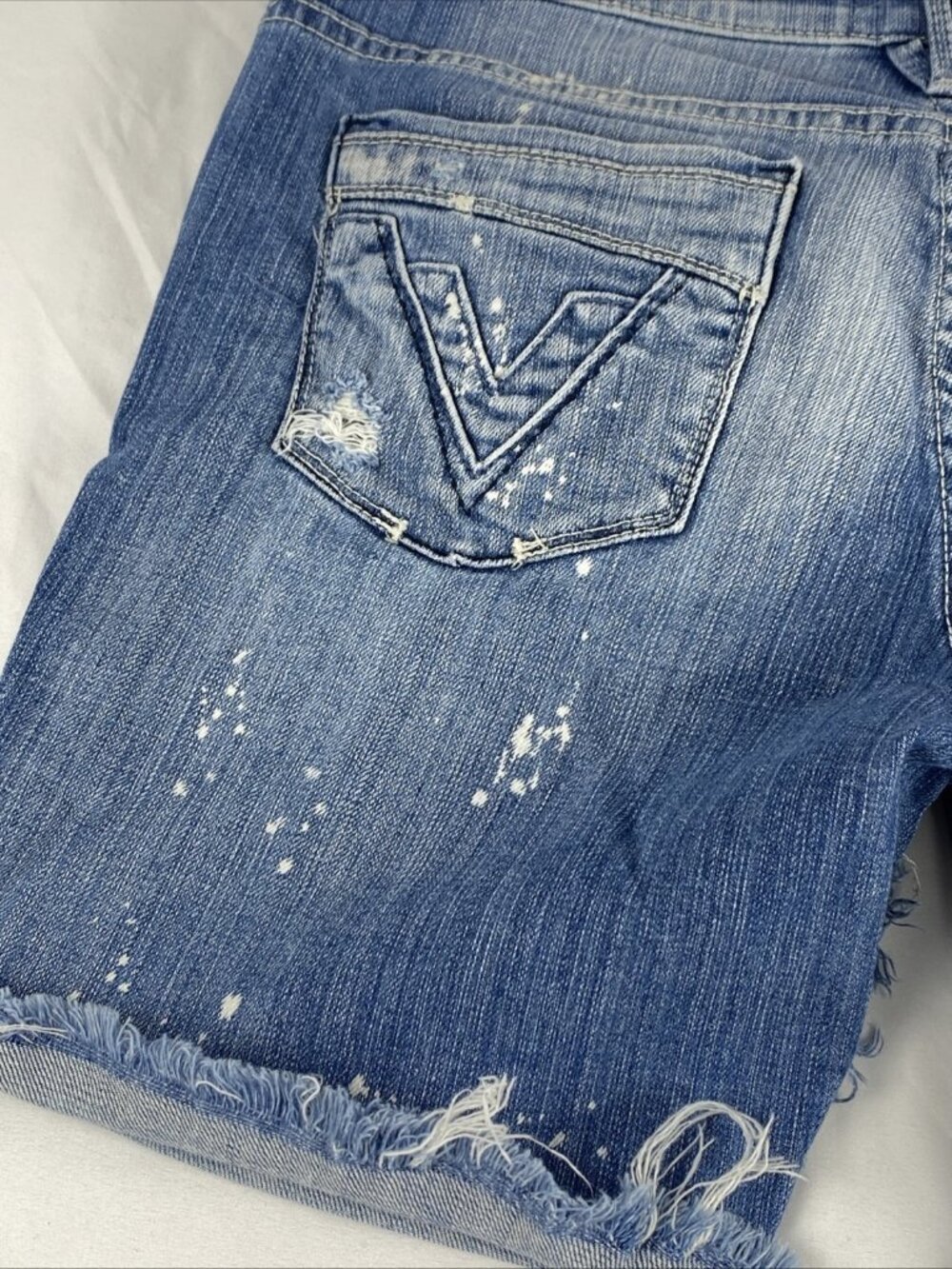 Vigoss Bermuda 5 Pocket Stretch Denim Cuffed Shorts Lowrise Womens / Jrs Size 7 - Picture 10 of 11
